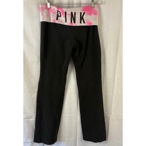 VS Pink Vintage YTK FOLD OVER FLARE YOGA PANTS Pink TIE DYE HTF Large